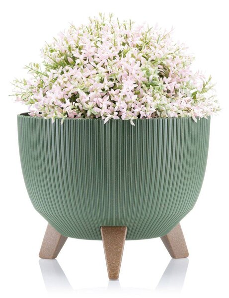 PLASTOVÝ KVĚTINÁČ ROSA LINEA ECO SADA 2KS 15X24,3 CM+18,3X29,2 CM ZELENÁ