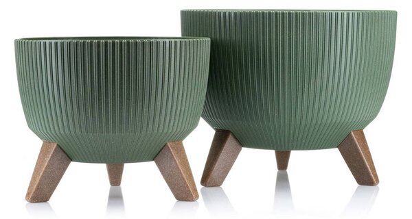 PLASTOVÝ KVĚTINÁČ ROSA LINEA ECO SADA 2KS 15X24,3 CM+18,3X29,2 CM ZELENÁ