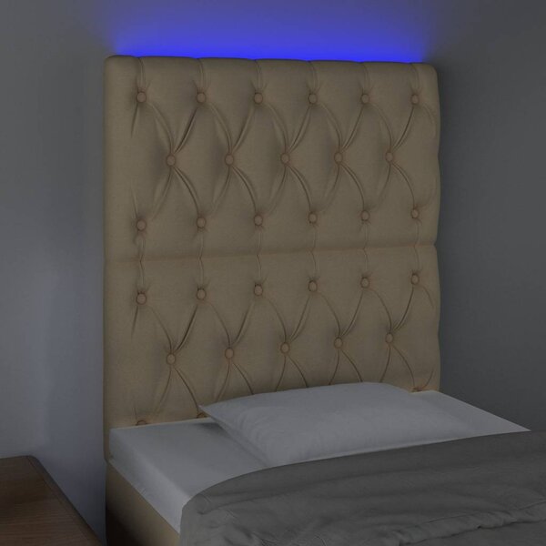 Čelo postele s LED krémové 80x7x118/128 cm textil 3122739