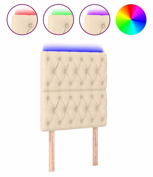 Čelo postele s LED krémové 80x7x118/128 cm textil 3122739