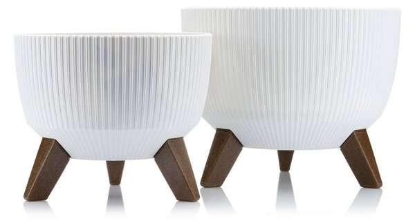 PLASTOVÝ KVĚTINÁČ ROSA LINEA ECO SADA 2KS 15X24,3 CM+18,3X29,2 CM BÍLÁ