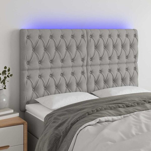 Čelo postele s LED světle šedé 144x7x118/128 cm textil 3122758