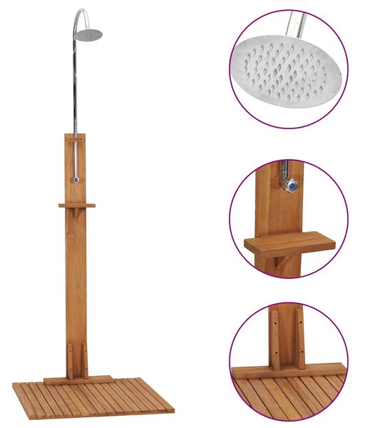 Zahradní sprcha 75 x 75 x 210 cm masivní teakové dřevo 312276