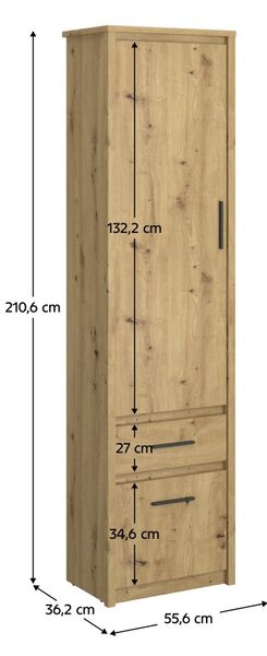 Policová skříň IRON (dub artisan)