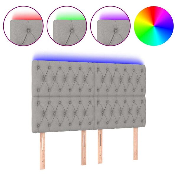 Čelo postele s LED světle šedé 144x7x118/128 cm textil 3122758