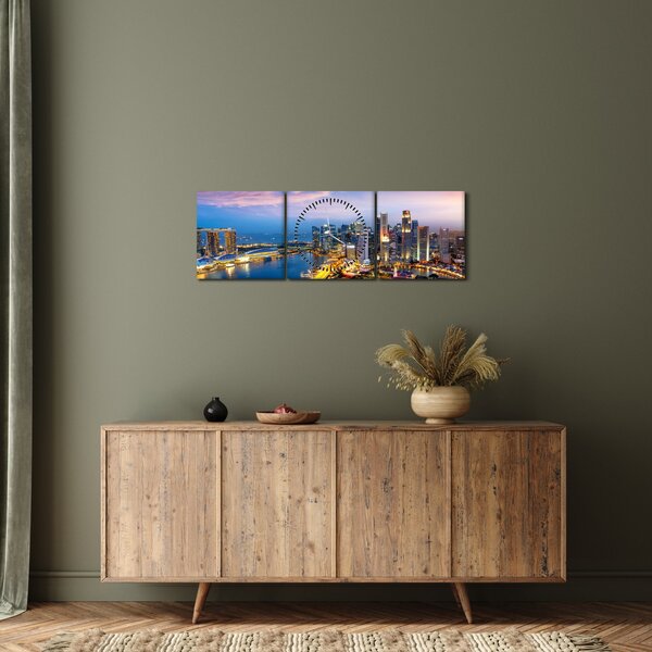 Obraz - Singapur, Asie (s hodinami) (90x30 cm)