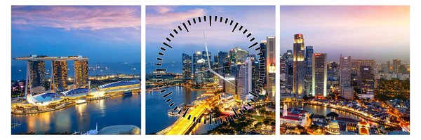 Obraz - Singapur, Asie (s hodinami) (90x30 cm)