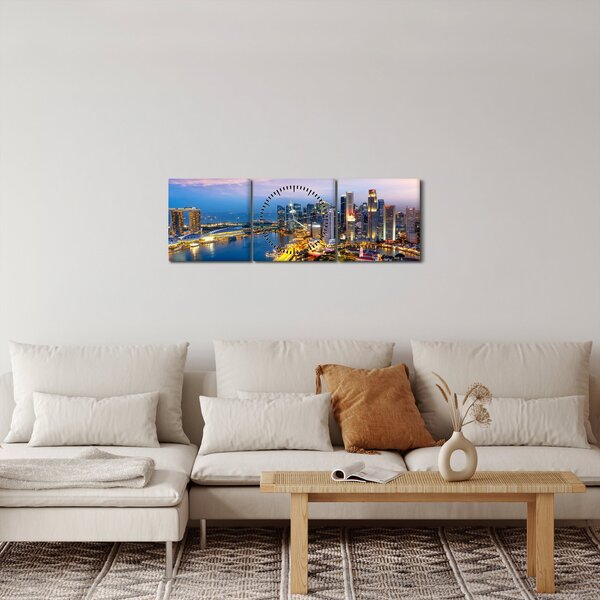Obraz - Singapur, Asie (s hodinami) (90x30 cm)