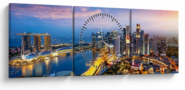 Obraz - Singapur, Asie (s hodinami) (90x30 cm)