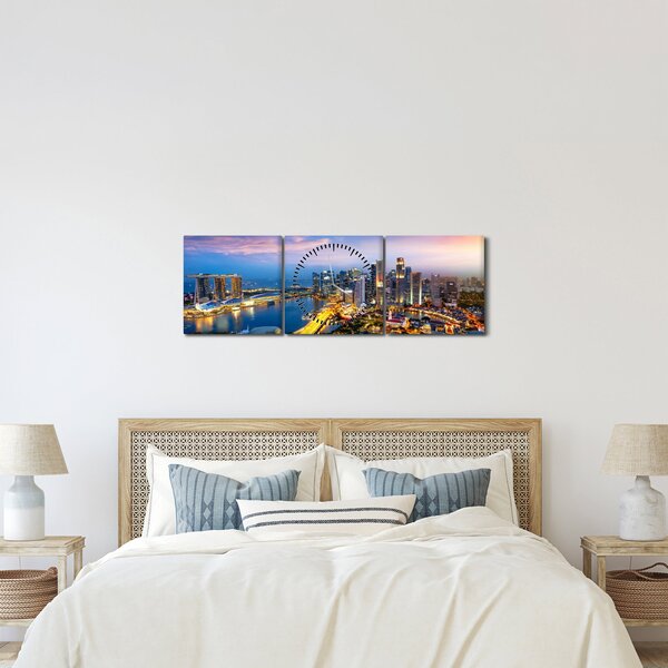 Obraz - Singapur, Asie (s hodinami) (90x30 cm)