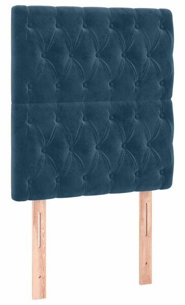 Čelo postele s LED tmavě modré 80x7x118/128 cm samet 3122794