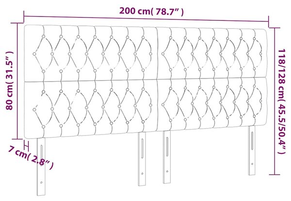 Čelo postele s LED tmavě zelené 200x7x118/128 cm samet 3122829