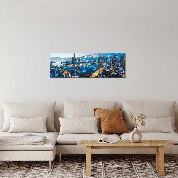 Obraz - Městská síť (s hodinami) (90x30 cm)