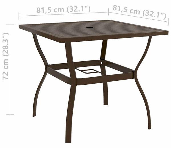 Zahradní stůl hnědý 81,5 x 81,5 x 72 cm ocel 312279