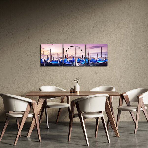 Obraz - Úsvit v Benátkách (s hodinami) (90x30 cm)