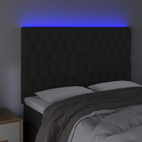 Čelo postele s LED černé 144x7x118/128 cm samet 3122810