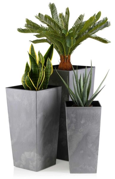 PLASTOVÝ KVĚTINÁČ PORTO 68X35X35 CM IMITACE BETONU ŠEDÁ