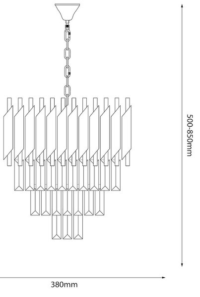 Lustr Cristal, 1x křišťálové/chromové/černé kovové stínítko, (fi 38cm), ch
