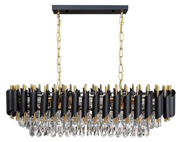 Lustr Cristal, 1x křišťálové/zlaté/černé kovové stínítko, g