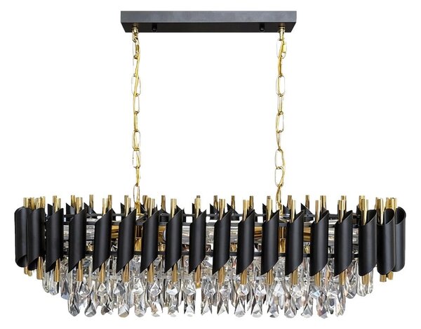 Lustr Cristal, 1x křišťálové/zlaté/černé kovové stínítko, g
