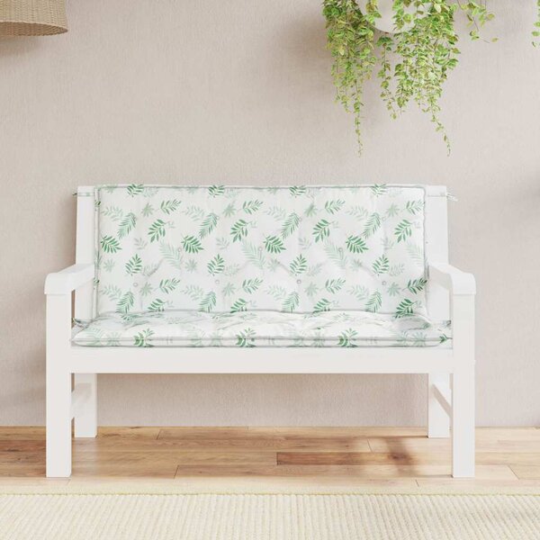 Podušky na zahradní lavici 2 ks vzor listů 120x50x7 cm textil
