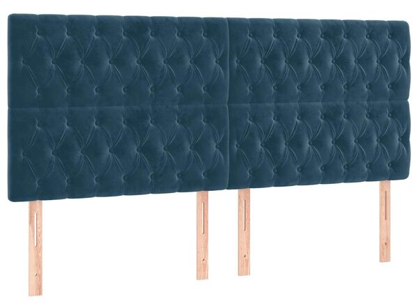 Čelo postele s LED tmavě modré 200x7x118/128 cm samet 3122830