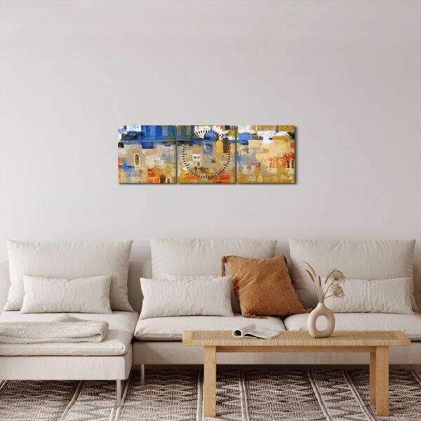 Obraz - Zeď nářků, Jeruzalém, Izrael (s hodinami) (90x30 cm)