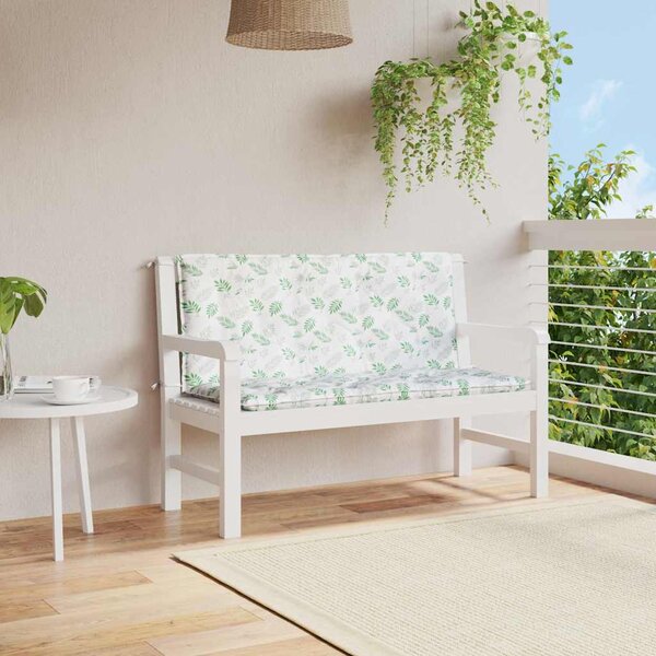 Podušky na zahradní lavici 2 ks vzor listů 120x50x7 cm textil