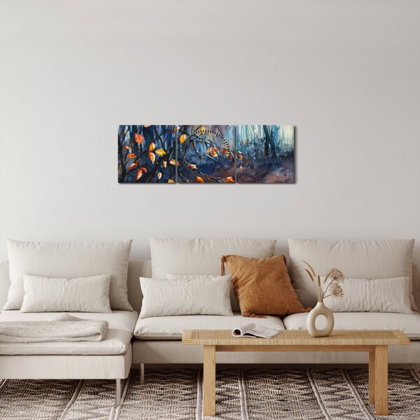 Obraz - Paprsky podzimního slunce (s hodinami) (90x30 cm)