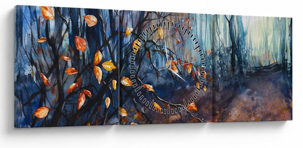 Obraz - Paprsky podzimního slunce (s hodinami) (90x30 cm)