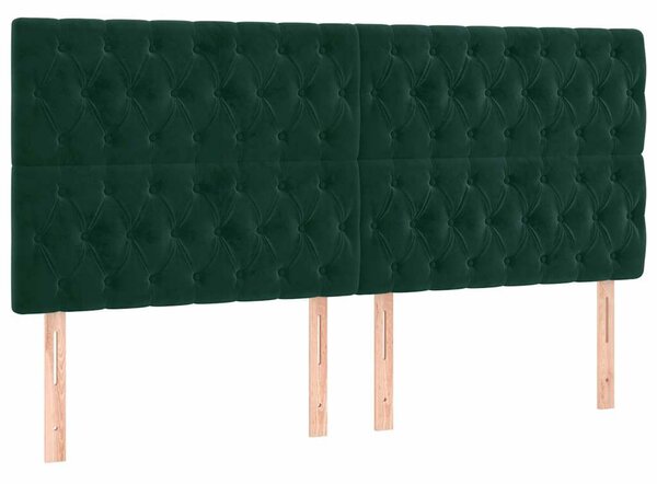 Čelo postele s LED tmavě zelené 200x7x118/128 cm samet 3122829