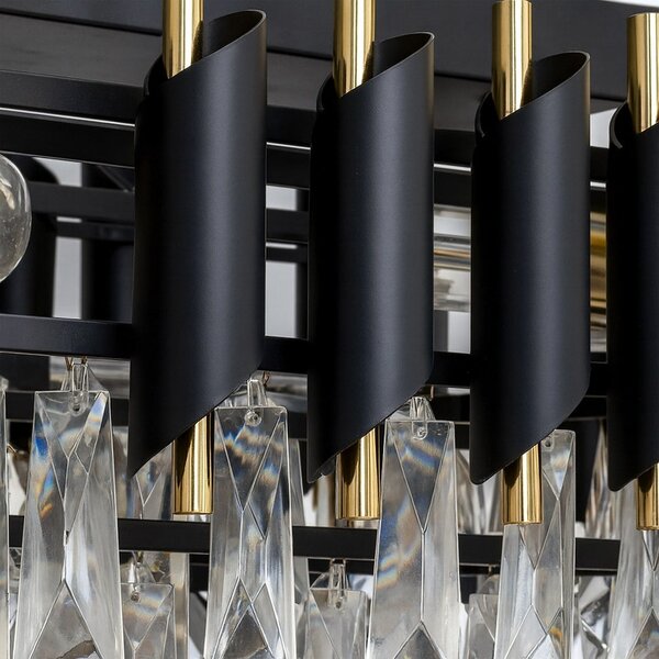 Lustr Cristal, 1x křišťálové/zlaté/černé kovové stínítko, g