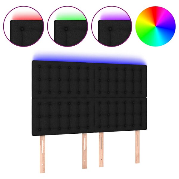 Čelo postele s LED černé 144x5x118/128 cm textil 3122858