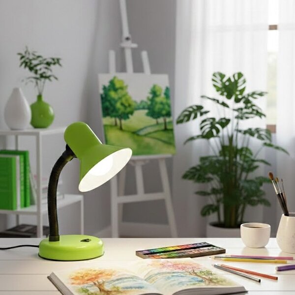 Stolní lampa Mentor, 1x zelené stínítko, gr