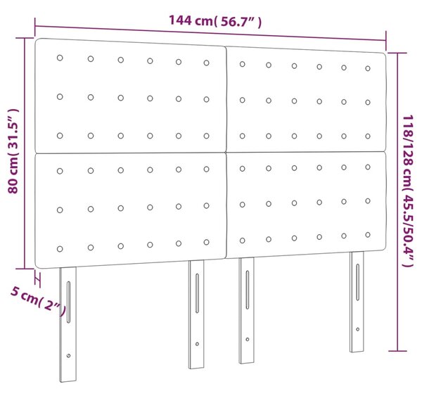 Čelo postele s LED světle šedé 144x5x118/128 cm textil 3122856