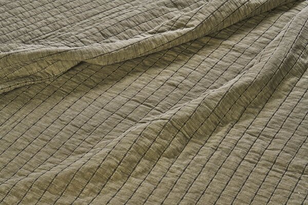 Prošívaný přehoz Khaki / Dark green 130 × 180 cm