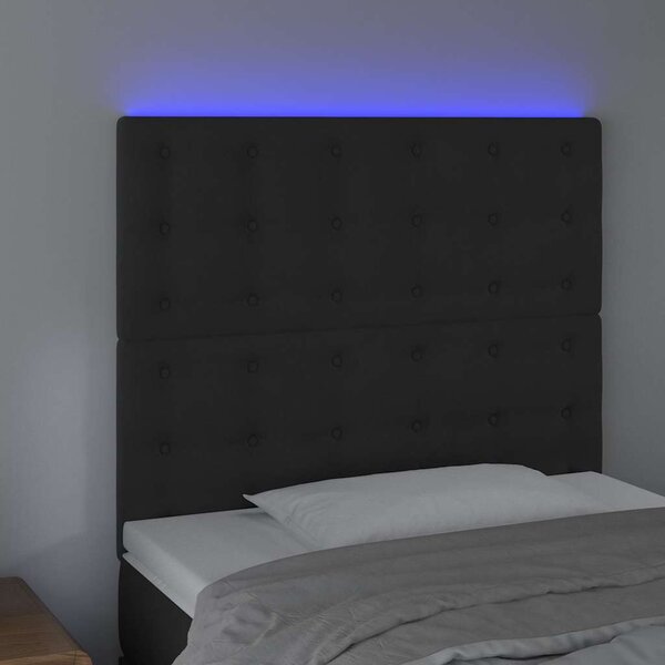 Čelo postele s LED černé 80x5x118/128 cm samet 3122890