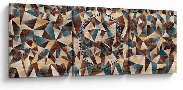 Obraz z trojúhelníků (s hodinami) (90x30 cm)