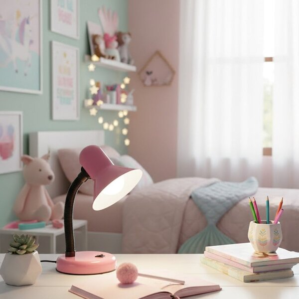 Stolní lampa Mentor, 1x růžové stínítko, p