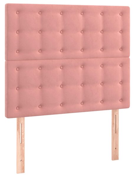 Čelo postele s LED růžové 80x5x118/128 cm samet 3122893