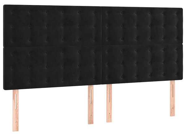 Čelo postele s LED černé 160x5x118/128 cm samet 3122914
