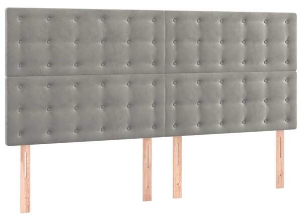 Čelo postele s LED světle šedé 180x5x118/128 cm samet 3122918