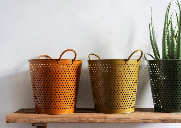 Železný obal na květináč / úložný box Colors khaki