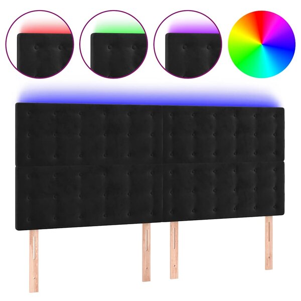 Čelo postele s LED černé 160x5x118/128 cm samet 3122914