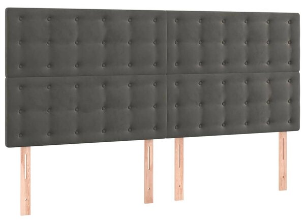 Čelo postele s LED tmavě šedé 200x5x118/128 cm samet 3122925