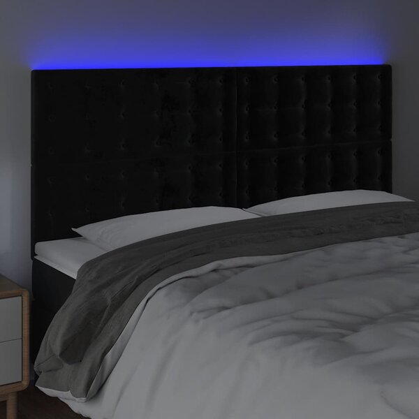 Čelo postele s LED černé 160x5x118/128 cm samet 3122914