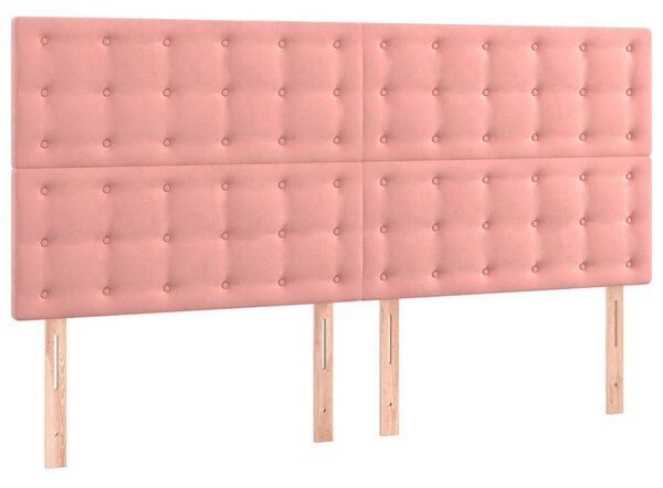 Čelo postele s LED růžové 160x5x118/128 cm samet 3122917