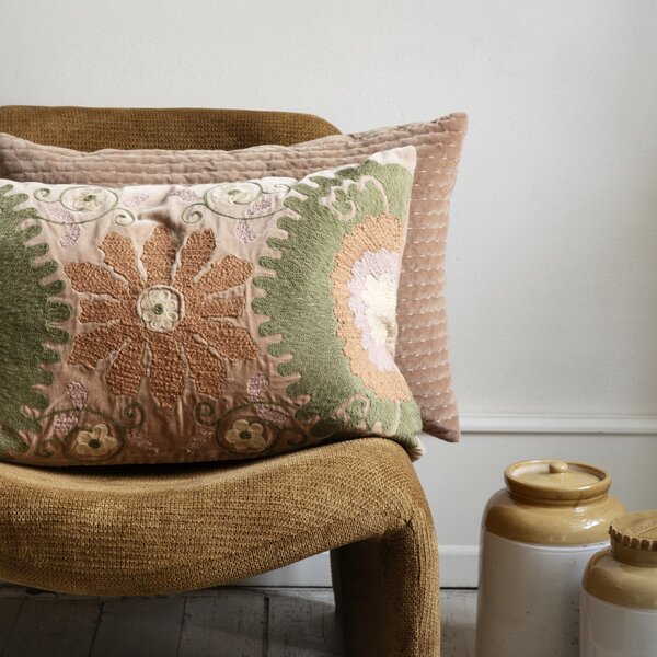 Prošívaný povlak na polštář Velvet Dusty rose 40 × 60 cm
