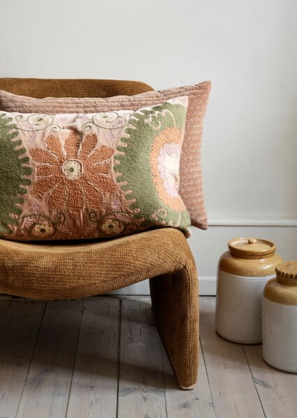 Prošívaný povlak na polštář Velvet Dusty rose 40 × 60 cm