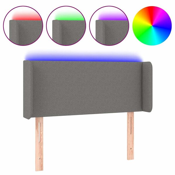 Čelo postele s LED tmavě šedé 83 x 16 x 78/88 cm textil 3122931